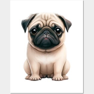 Pug Dog Cute Adorable Humorous Illustration Posters and Art